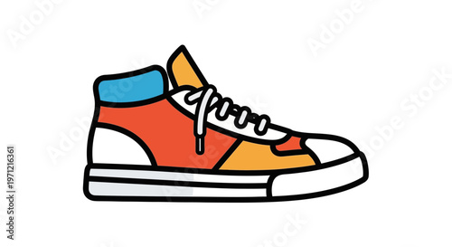 Colorful cartoon shoe illustration with a design appealing to fashion and lifestyle