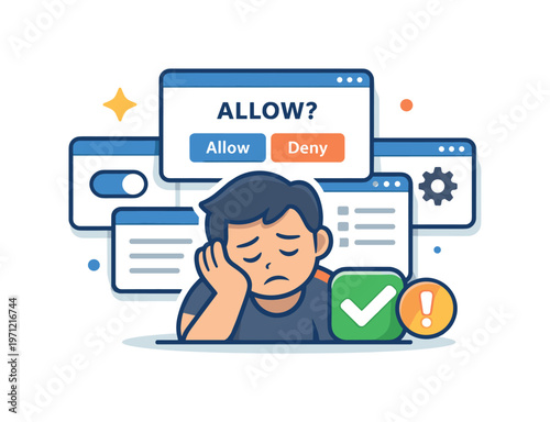 Permission fatigue and excessive consent prompts focused on users being overwhelmed by constant requests for approvals and settings decisions