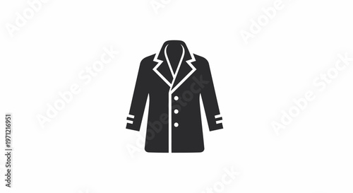 Minimalist monochrome illustration of a classic overcoat with a clean design