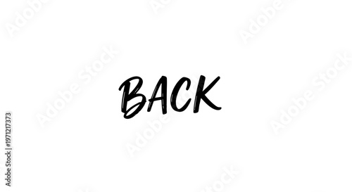 Handwritten "BACK" word in black ink on white background