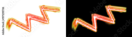Futuristic Glowing Zigzag Lines Pattern on Transparent and Black Background