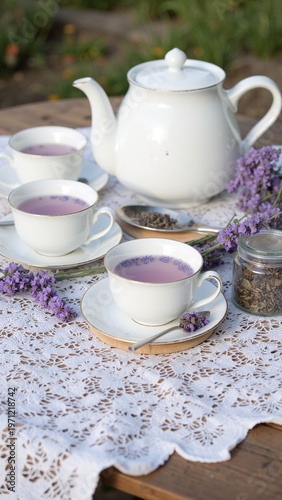 Serene Lavender Tea Gathering on Lace