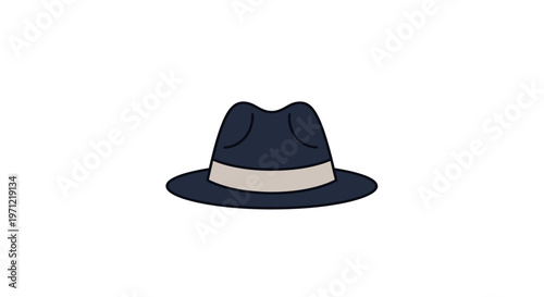 Minimalist illustration of a classic fedora hat in a clean and simple design style