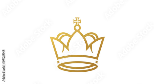 Elegant Gold Crown Emblem on White Background Suitable for Branding and Luxury Designs