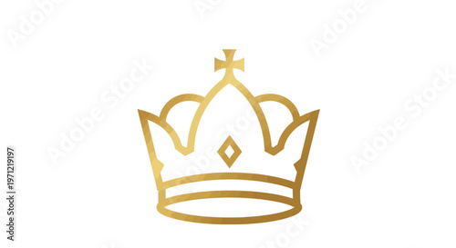 Gold crown emblem on white backdrop suitable for branding, luxury, and royal themes