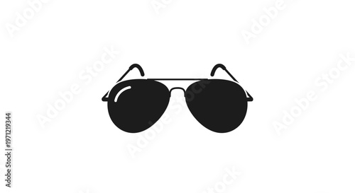 Silhouette illustration of sunglasses on white background, black and simple graphic design