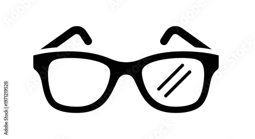 Minimalist Black Eyeglasses Icon Depicting Vision Clarity and Eye Protection on White