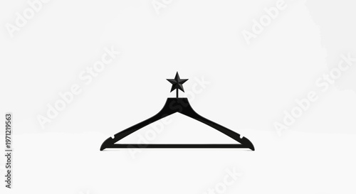 Minimalist Black Hanger with Star Adornment on a White Background