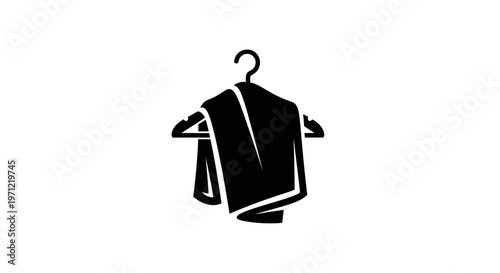 Minimalist monochrome depiction of garment on hanger for fashion, cleaning and laundry