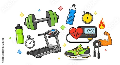 Fitness gym workout sport equipment.