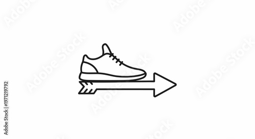 Minimalist Sneaker on Arrow Symbolizes Forward Movement and Sporty Endeavors