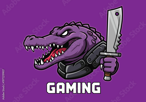 Crocodile mascot holding knife for gaming: Gaming logo - Gaming Mascot - esport mascot vector illustration  Logo, Mascot, E-Sport, vector mascot - Mascot Logo