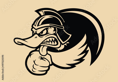 Angry duck mascot wearing spartan helmet: Gaming logo - Gaming Mascot - esport mascot vector illustration  Logo, Mascot, E-Sport, vector mascot - Mascot Logo