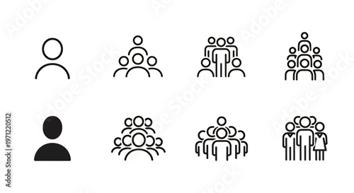 Icons showing groups and individuals forming a crowd.