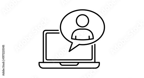 Online chat on laptop with user avatar icon representing technology communication.