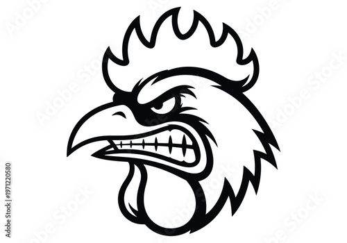 Black and white angry rooster head mascot: Gaming logo - Gaming Mascot - esport mascot vector illustration  Logo, Mascot, E-Sport, vector mascot - Mascot Logo