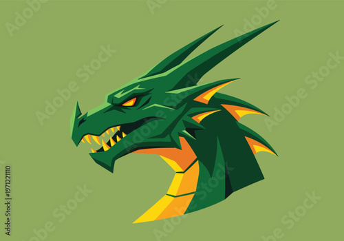 Sharp green dragon head mascot illustration: Gaming logo - Gaming Mascot - esport mascot vector illustration  Logo, Mascot, E-Sport, vector mascot - Mascot Logo