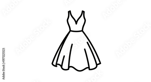 Elegant Black and White Dress Illustration Ideal for Fashion or Design Projects