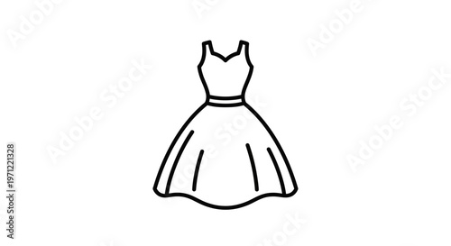Elegant dress illustration showcasing fashion and design in a minimalist line art style