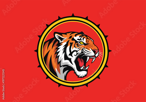 Tiger head mascot inside circular badge: Gaming logo - Gaming Mascot - esport mascot vector illustration  Logo, Mascot, E-Sport, vector mascot - Mascot Logo