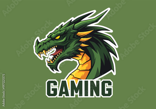Green dragon head gaming mascot logo: Gaming logo - Gaming Mascot - esport mascot vector illustration  Logo, Mascot, E-Sport, vector mascot - Mascot Logo