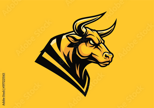 Yellow bull head sports team mascot logo: Gaming logo - Gaming Mascot - esport mascot vector illustration  Logo, Mascot, E-Sport, vector mascot - Mascot Logo