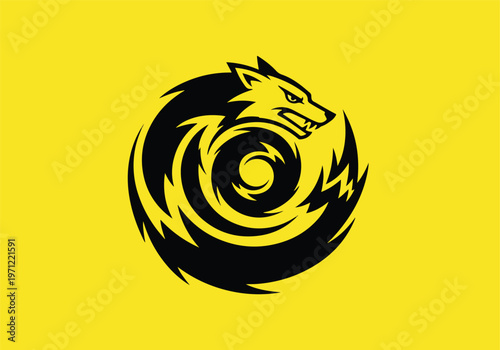 Black wolf head in circular logo design: Gaming logo - Gaming Mascot - esport mascot vector illustration  Logo, Mascot, E-Sport, vector mascot - Mascot Logo