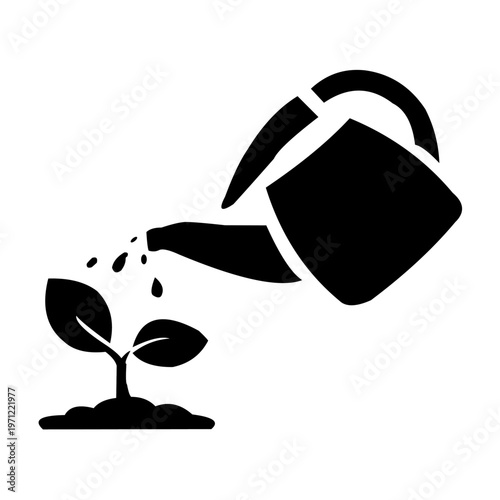 Watering plant icon gardening care simple illustration