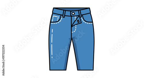 Cartoon-style illustration of a blue denim jeans isolated on a white background
