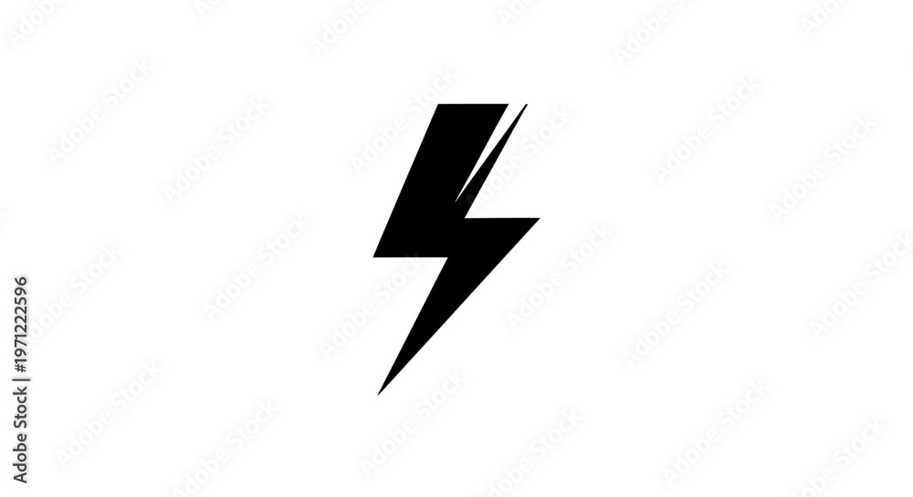 Obraz premium Black lightning bolt symbol against a stark white backdrop for branding and graphic use