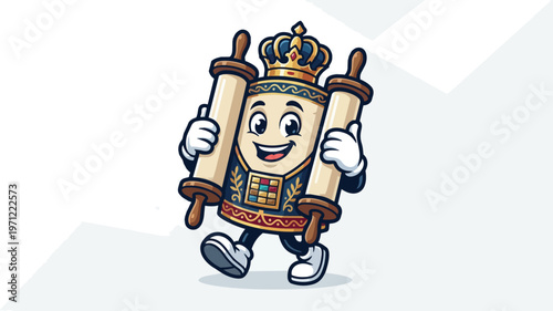 Cartoon Torah Scroll Character.