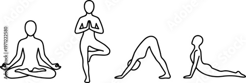 People doing yoga poses.