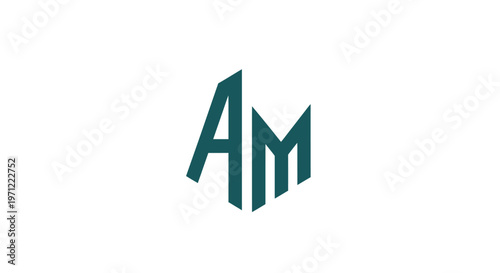 Geometric AM letter logo design in a minimalist and modern style on a white background