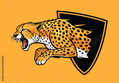 Cheetah mascot logo with shield background: Gaming logo - Gaming Mascot - esport mascot vector illustration  Logo, Mascot, E-Sport, vector mascot - Mascot Logo