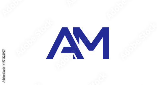 Free Download Minimalist AM Lettermark Design in Deep Blue, Suitable for Branding Purposes on White Background - GFXLoad