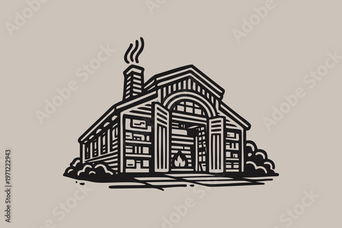 Vintage Renovated Barn Creative Studio Illustration