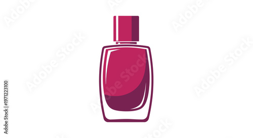 Elegant perfume bottle illustration in shades of crimson and violet on a white backdrop