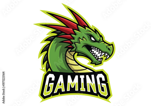 Green dragon gaming mascot logo design: Gaming logo - Gaming Mascot - esport mascot vector illustration  Logo, Mascot, E-Sport, vector mascot - Mascot Logo