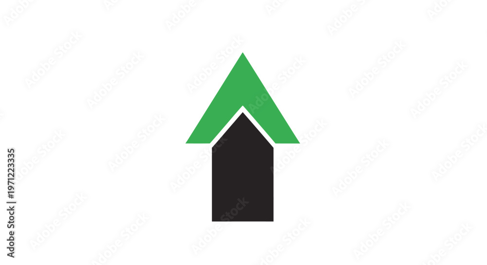 Fototapeta premium Upward Arrow Icon Graphic in Green and Black Color Scheme on a White Background