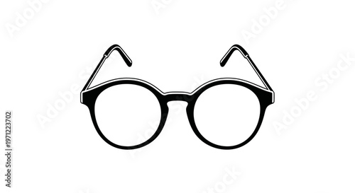 Minimalist black and white illustration of eyeglasses against a plain white background
