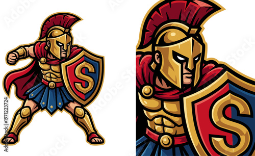 Spartan warrior with shield.