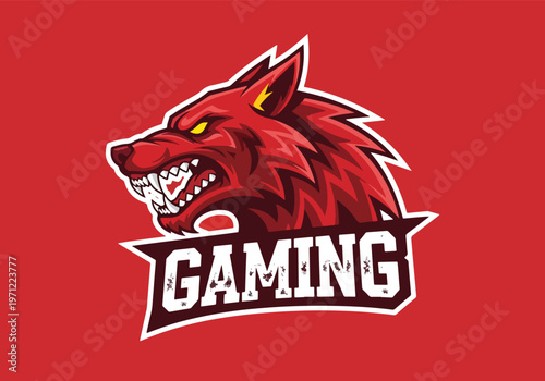 Red wolf head mascot logo for gaming: Gaming logo - Gaming Mascot - esport mascot vector illustration  Logo, Mascot, E-Sport, vector mascot - Mascot Logo