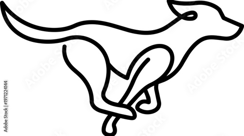 Dog Running Black Line Art.