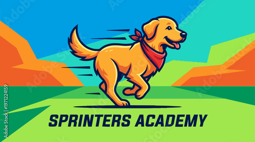 Golden Retriever Dog Running Fast.