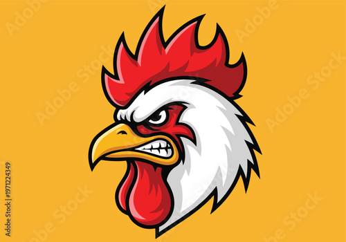 Angry rooster mascot logo on yellow: Gaming logo - Gaming Mascot - esport mascot vector illustration  Logo, Mascot, E-Sport, vector mascot - Mascot Logo