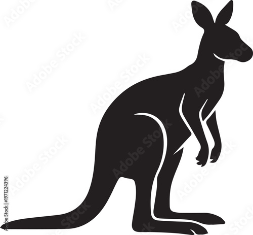 Australian Kangaroo Silhouette Sitting Animal Vector