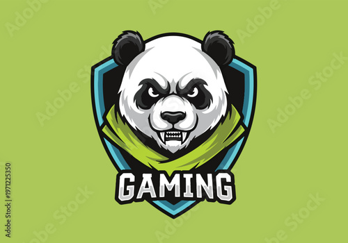 Angry panda gaming mascot with blue shield: Gaming logo - Gaming Mascot - esport mascot vector illustration  Logo, Mascot, E-Sport, vector mascot - Mascot Logo
