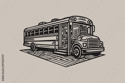 Renovated School Bus Mobile Home Illustration