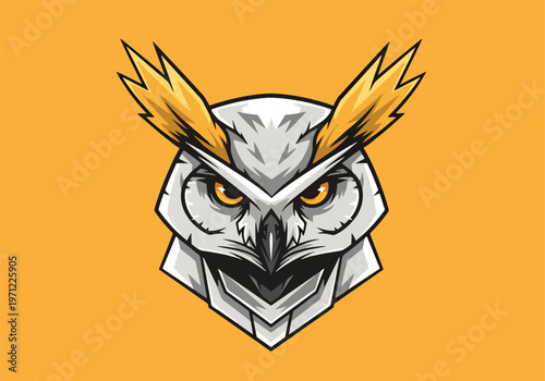 White owl head with yellow eyes illustration: Gaming logo - Gaming Mascot - esport mascot vector illustration  Logo, Mascot, E-Sport, vector mascot - Mascot Logo