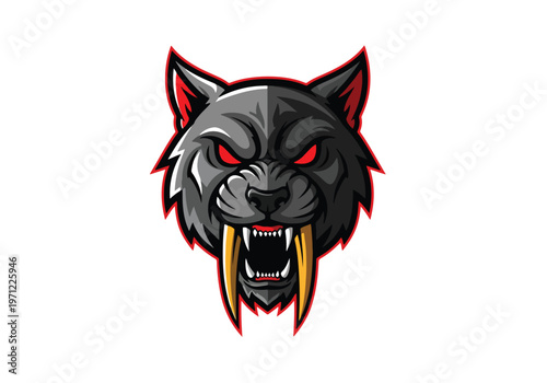 Sabertooth tiger head with red eyes illustration: Gaming logo - Gaming Mascot - esport mascot vector illustration  Logo, Mascot, E-Sport, vector mascot - Mascot Logo